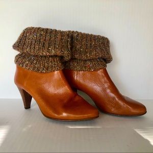 Vintage Unisa Multi-Color Sweater Caramel Leather Boots With heel.
